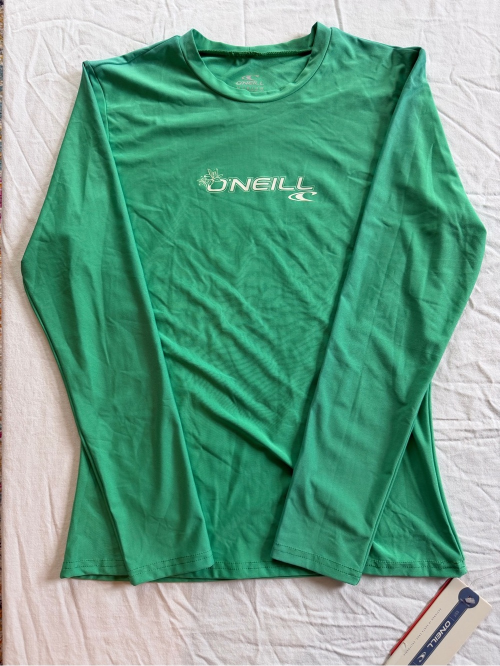 O'Neill Women's Long-Sleeve Green Rash Guard Shirt w/ UPF